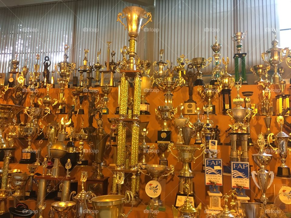 Sala de Troféus do Complexo Esportivo Nicolino de Lucca, o “Ginásio do Bolão”.  Aqui, as conquistas esportivas dos atletas da cidade de Jundiaí. 