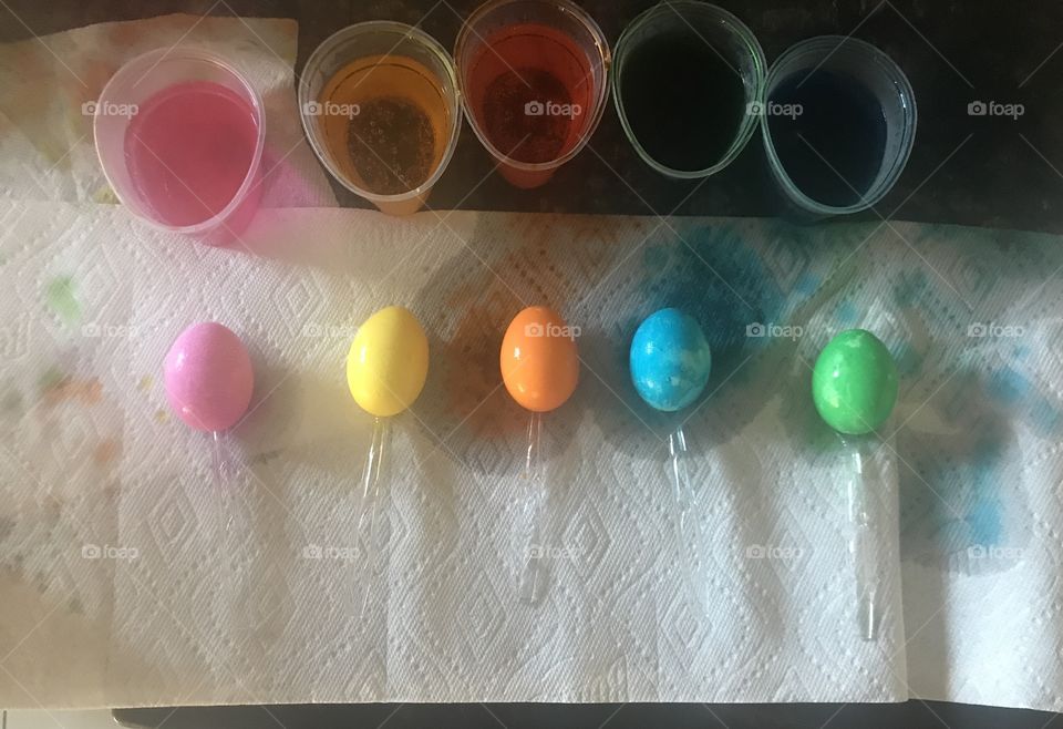 Colorful display of Easter eggs 