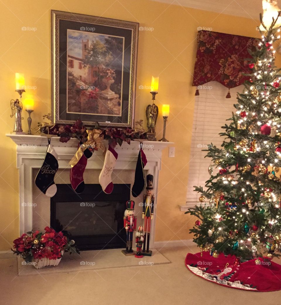 Fireplace and Christmas Tree