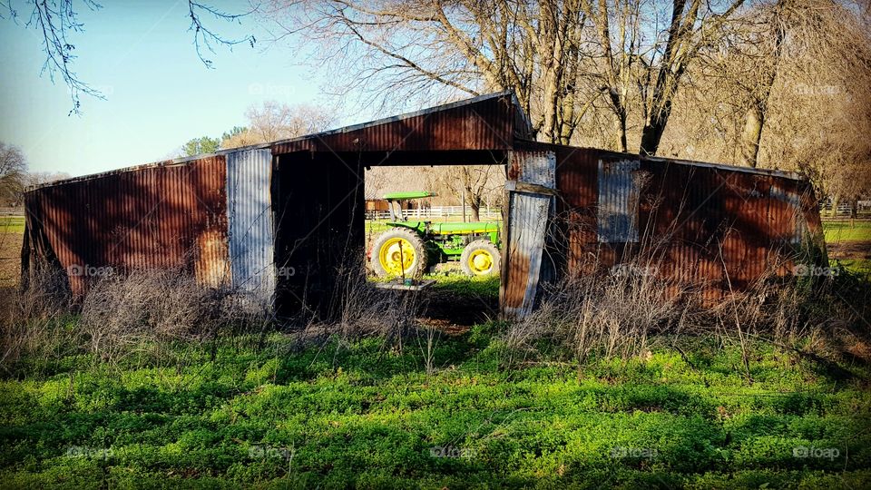 Old Barn and Tractor