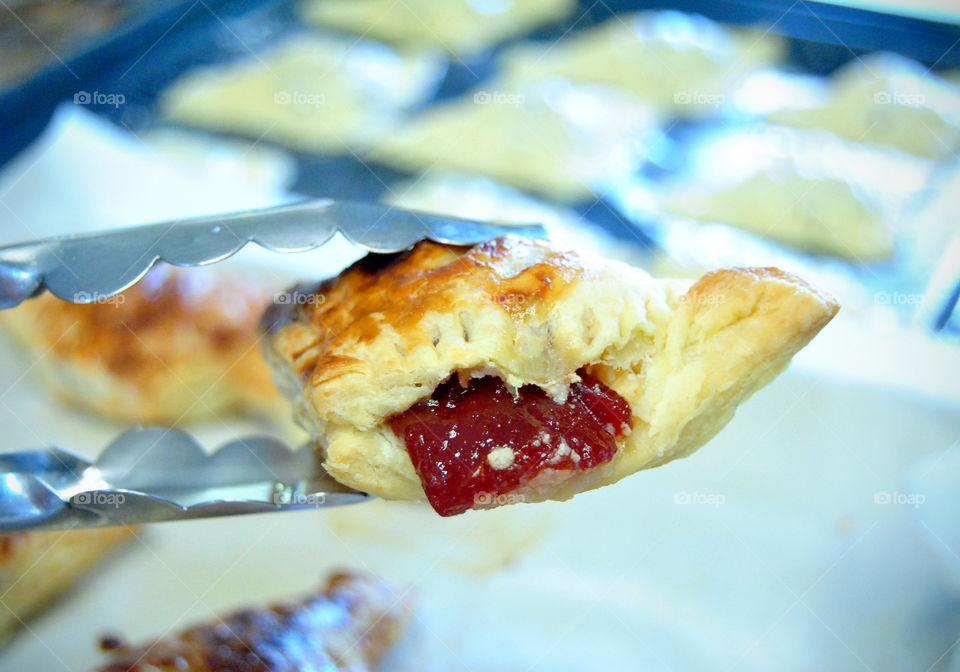 Baking guava cheese strudel turnover hot and fresh off the oven