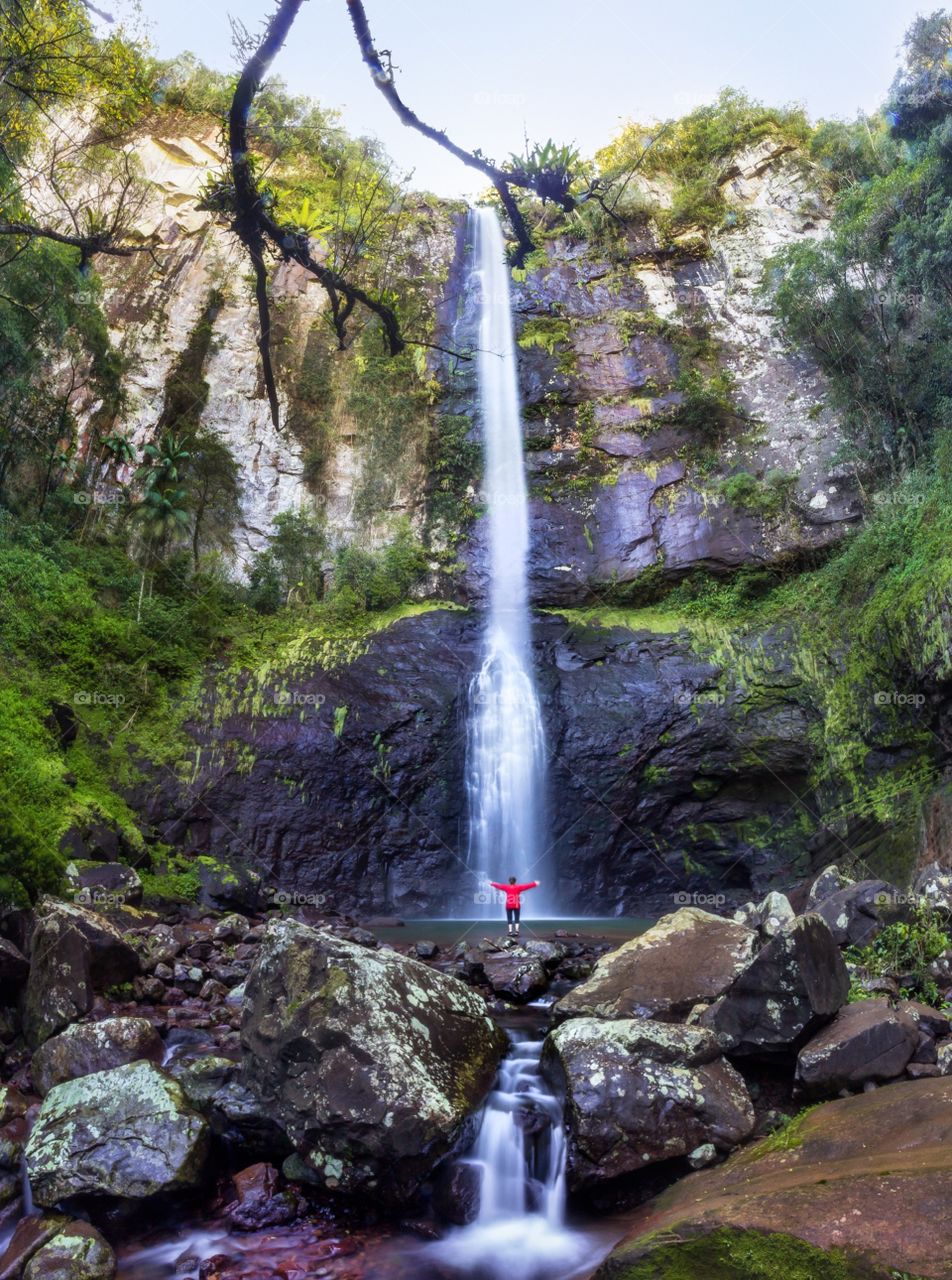 Contemplating the waterfall