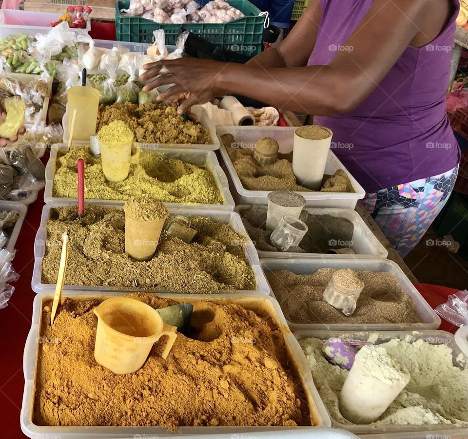 colorful spices at the street fair