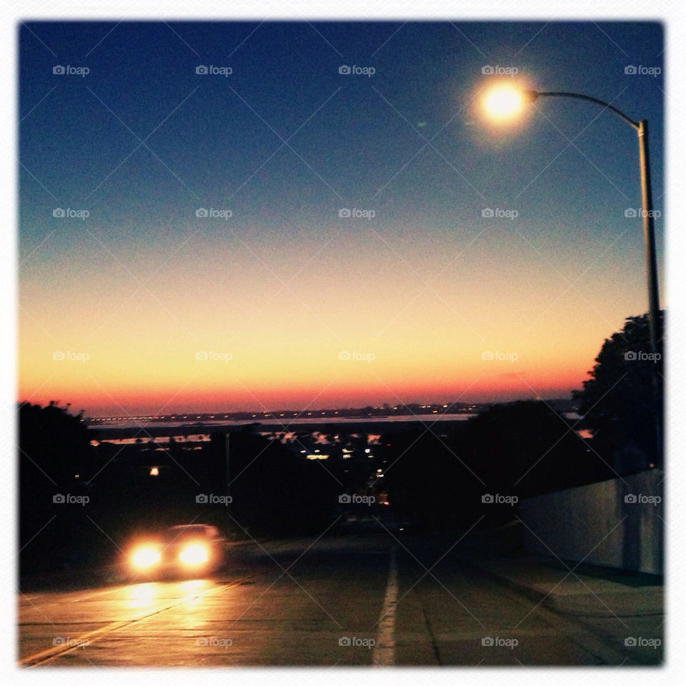 san diego car sunset streetlight by gatoritis
