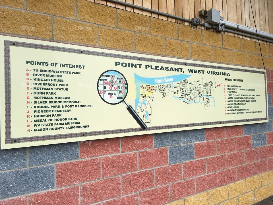 Point Pleasant, West Virginia. This is where the Ohio and Kanawha Rivers come together. It’s also home of the Mothman museum, the Silver Bridge collapse, and other points of interest.
