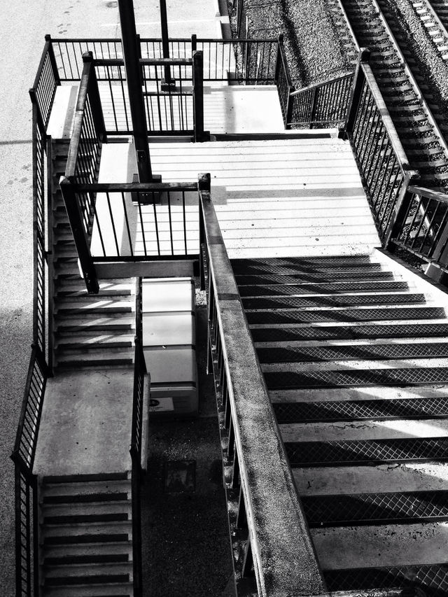 white black train steps by middlingsort