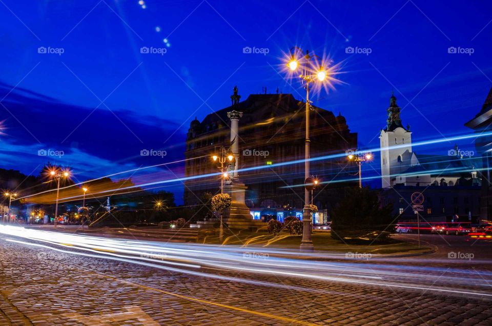 Lviv night cityscape