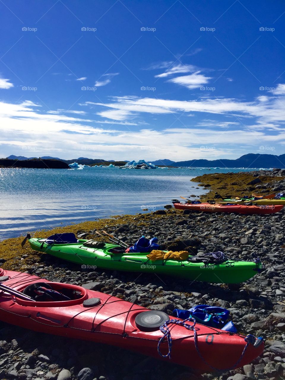 Sea kayaks Prince William sound Alaska 