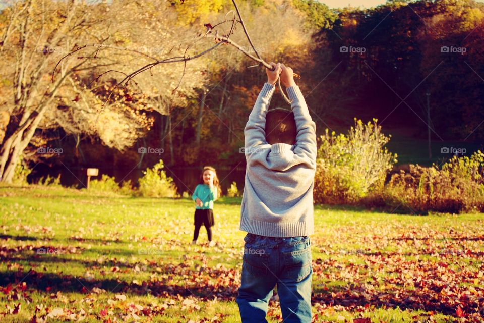 Fall fun. My daughter and her cousin are having fun playing on this gorgeous October day. 