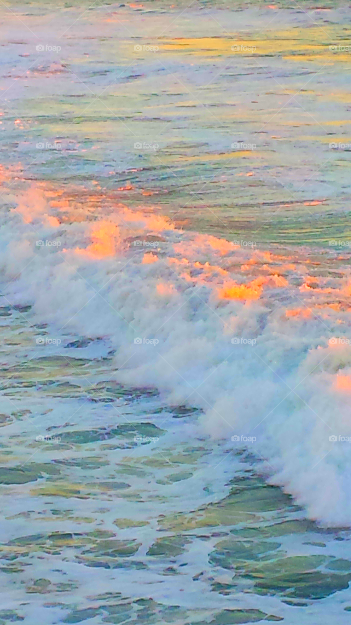 "Powerful Waves At Sunset"