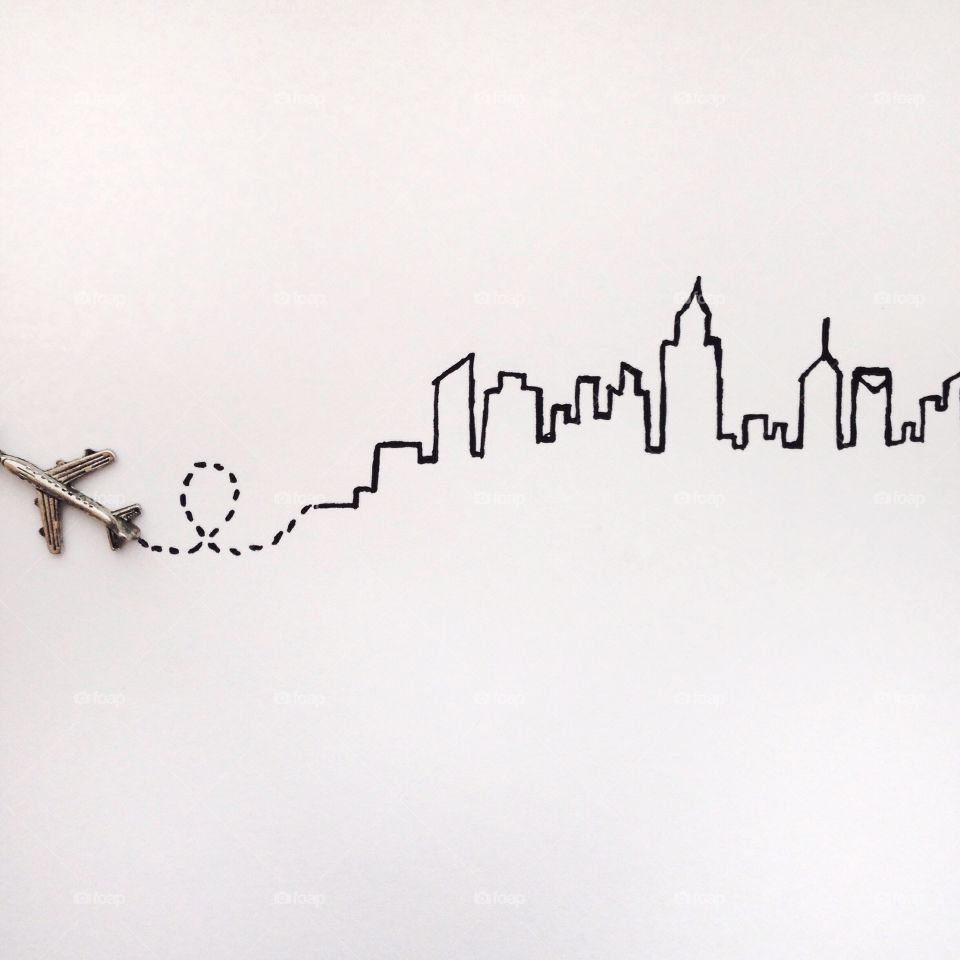 Skyscraper drawn from airplane toy