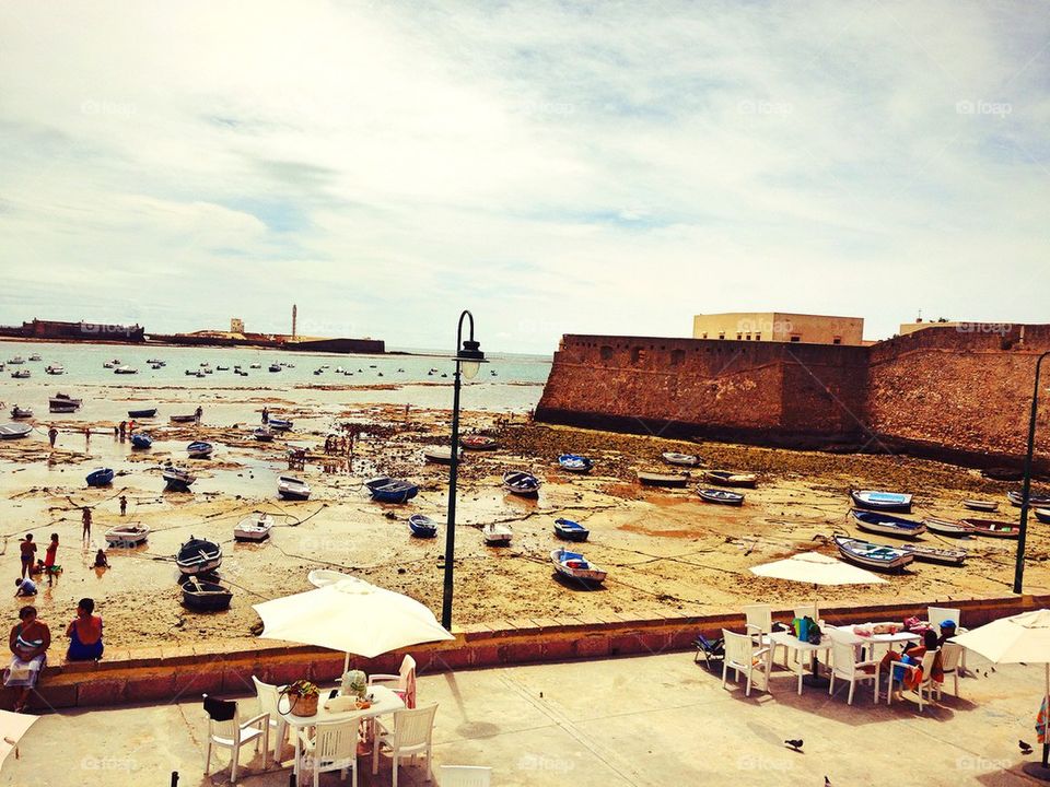 Boats in the empty ocean