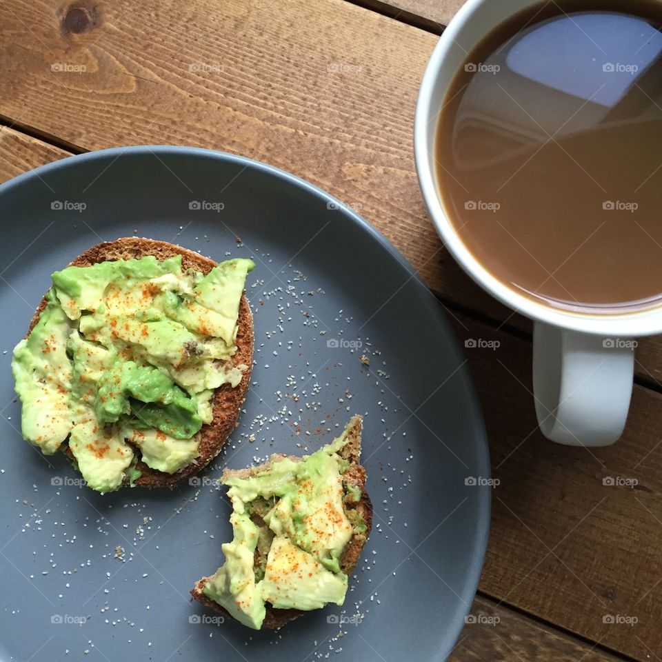 Avocado toast and coffe