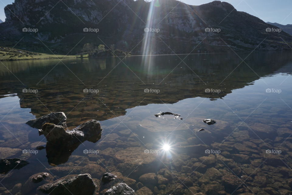 Lake#water#stones#sun#reflect#mountain#nature