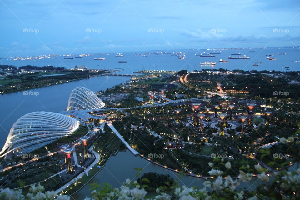 Singapore habour view. Gardens by the bay 
