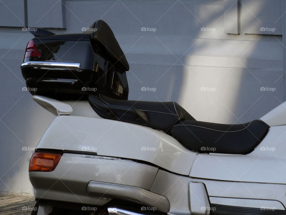 Old generation Honda Silverwing bodywork high section close up