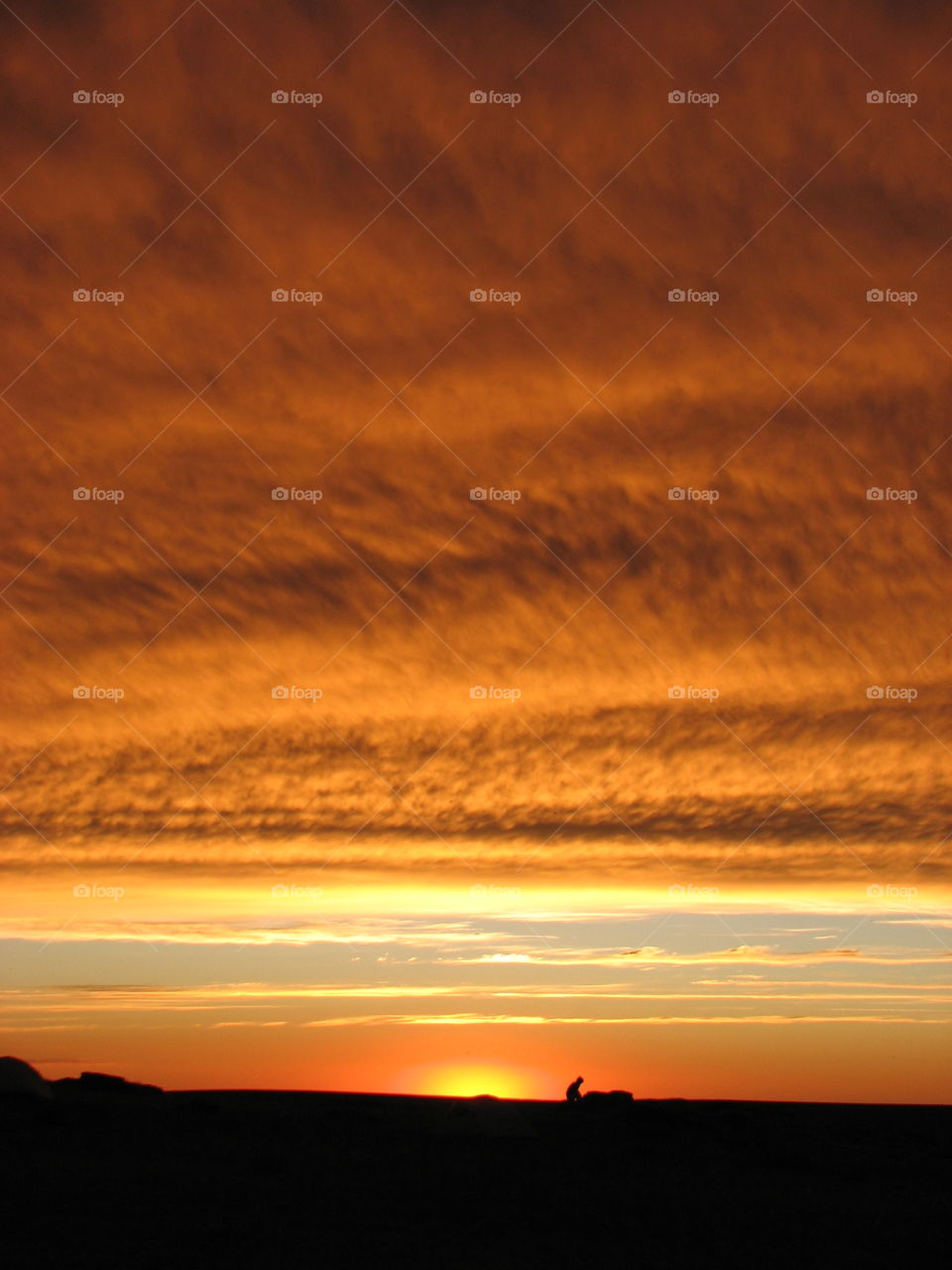 Sunset over the Gobi Desert. 