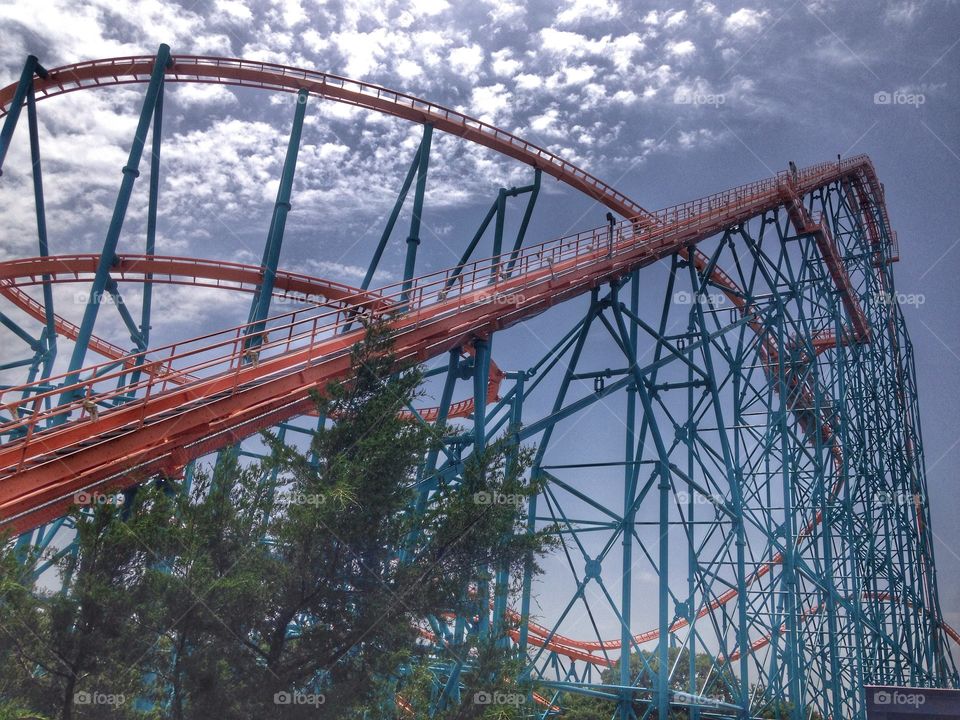 Steel thrill . Titan roller coaster at six flags