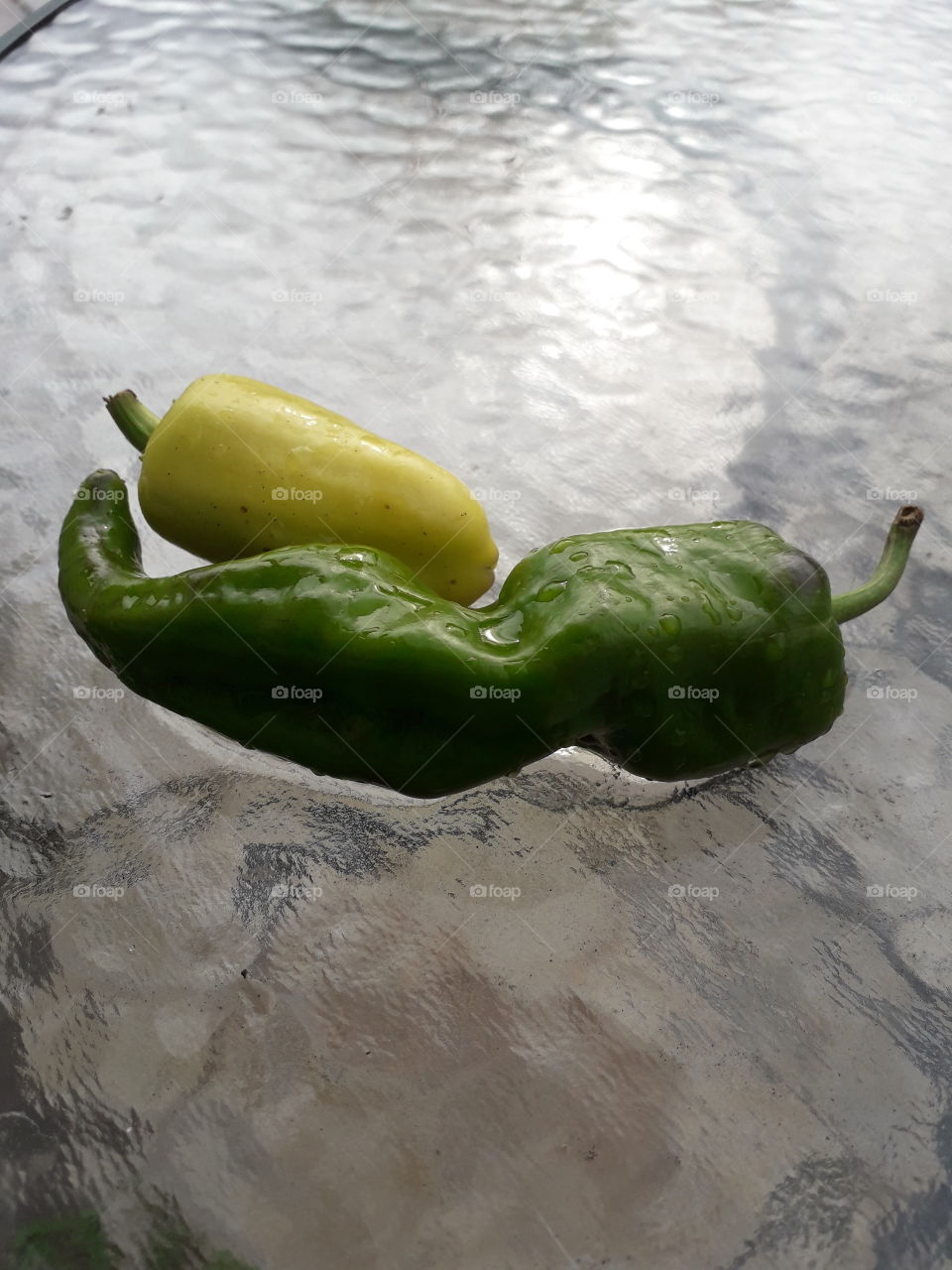 green chilli  and  yellow pepper