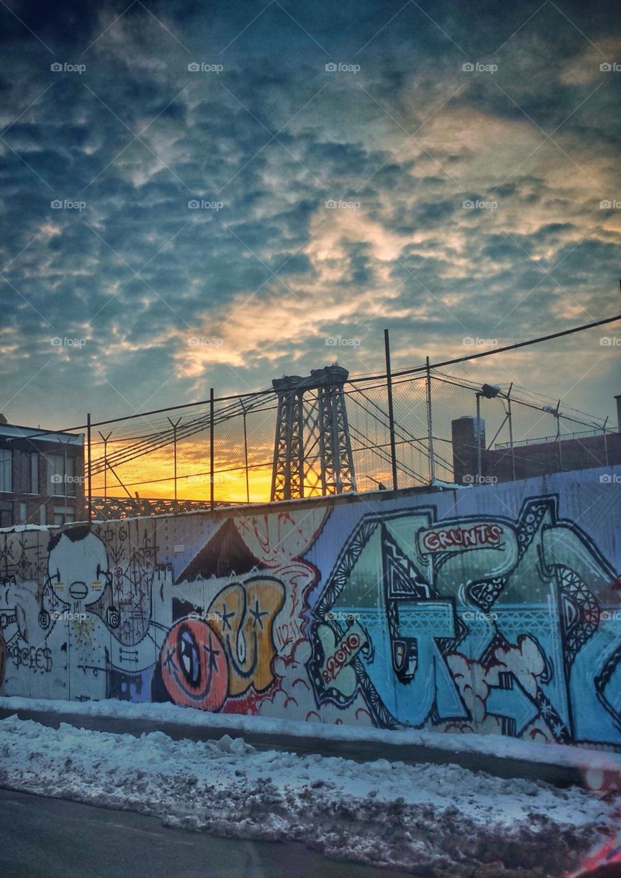 Williamsburg bridge sunset 