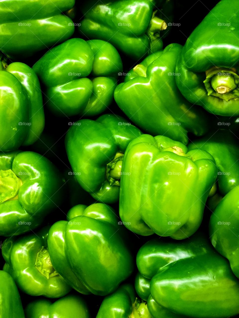 green peppers closeup