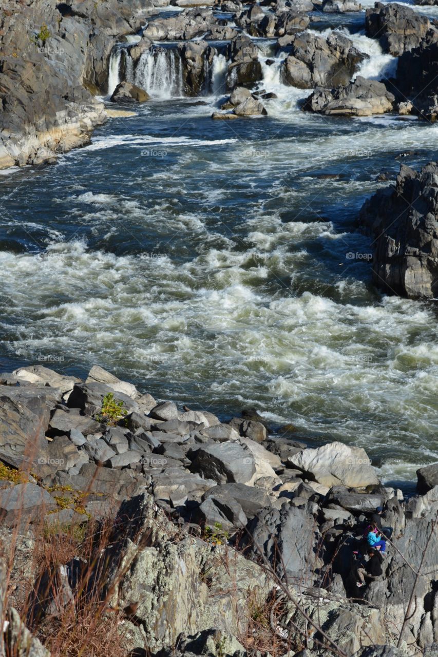 The rushing water of the Potomac River