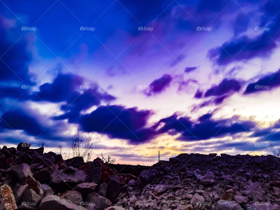 sunrise over the rock pile