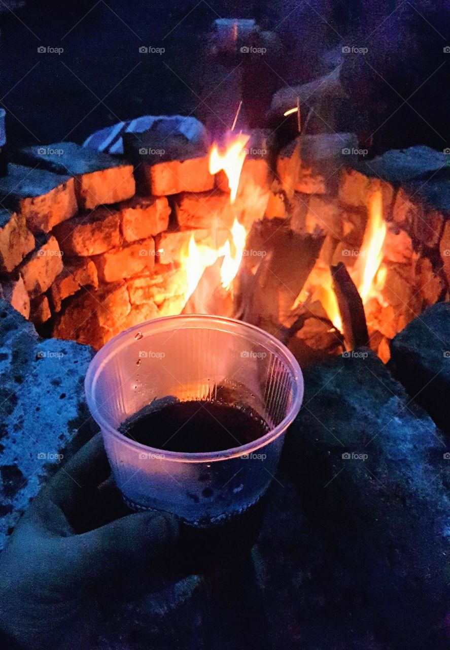 red wine at the campfire