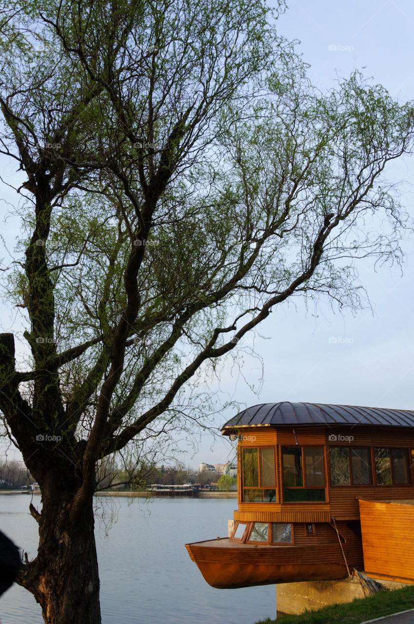 Boat house on the lake