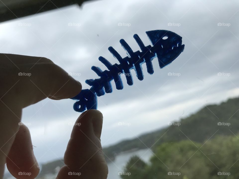 This is a blue 3D printed fish. It’s moveable and is made out of 8 pieces. This fish has it’s own album. Search for: “3D printed fish” in albums, or just look at my profile for the album.