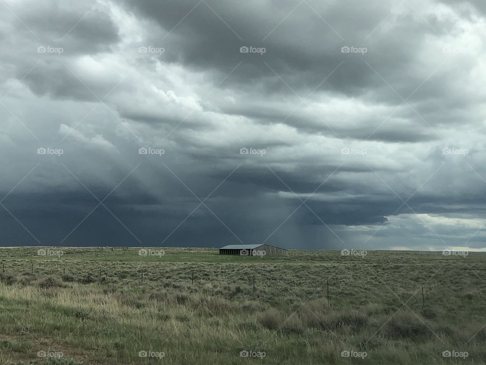 A thunderstorm over the plains of central Wyoming