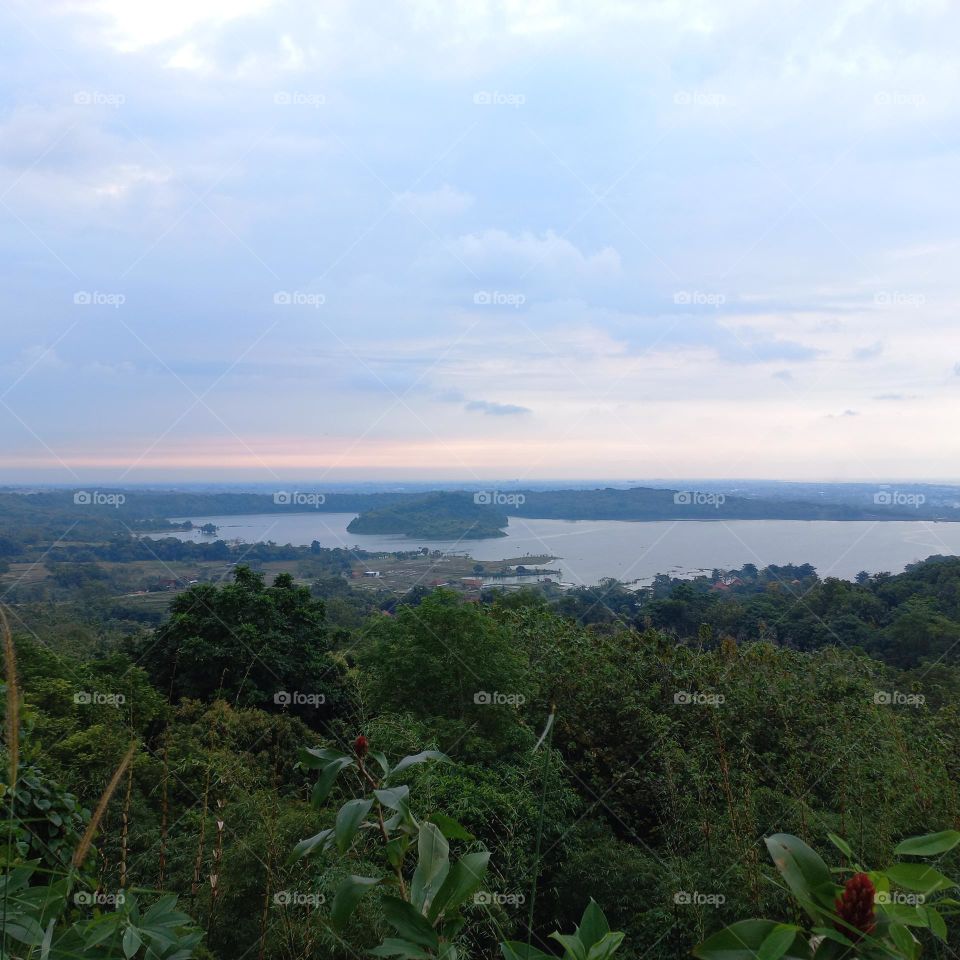 Beautiful view of the lakeside in the evening