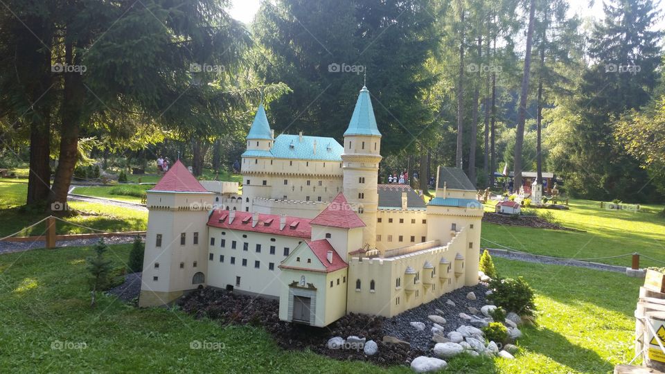 Miniature of the Bojnice castle in miniature park in Liptovsky Jan village
