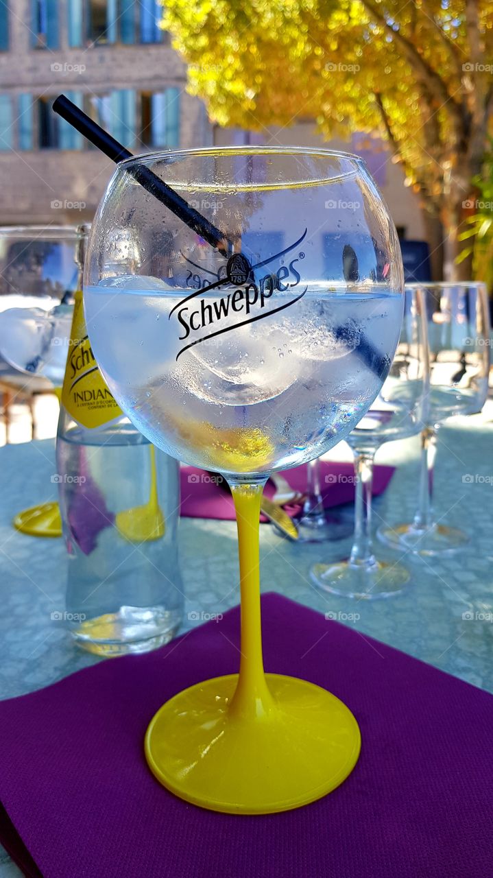 ice cold  Gin Tonic in a cafe in Agde / France