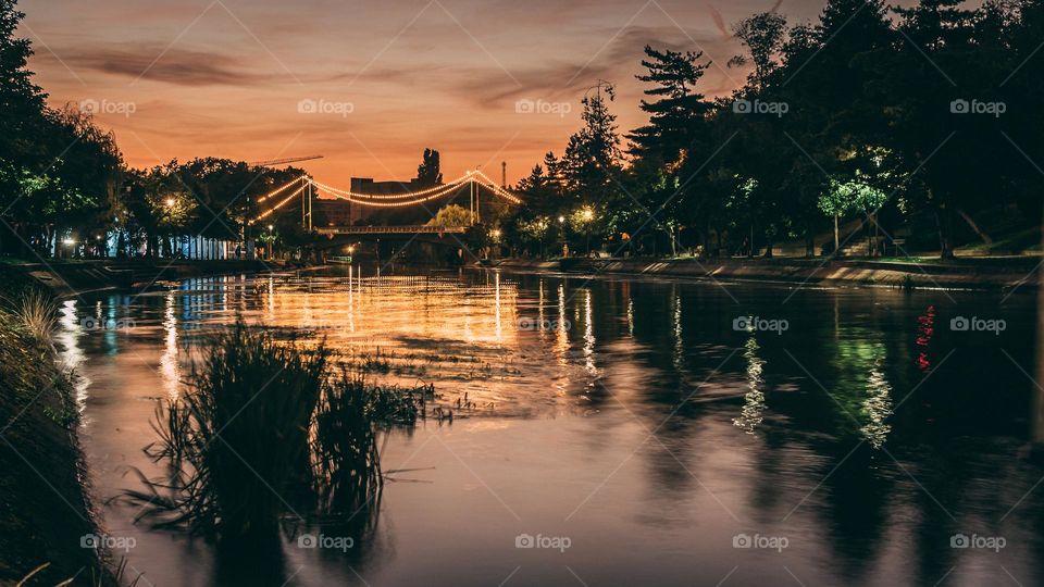 Sunset light on city