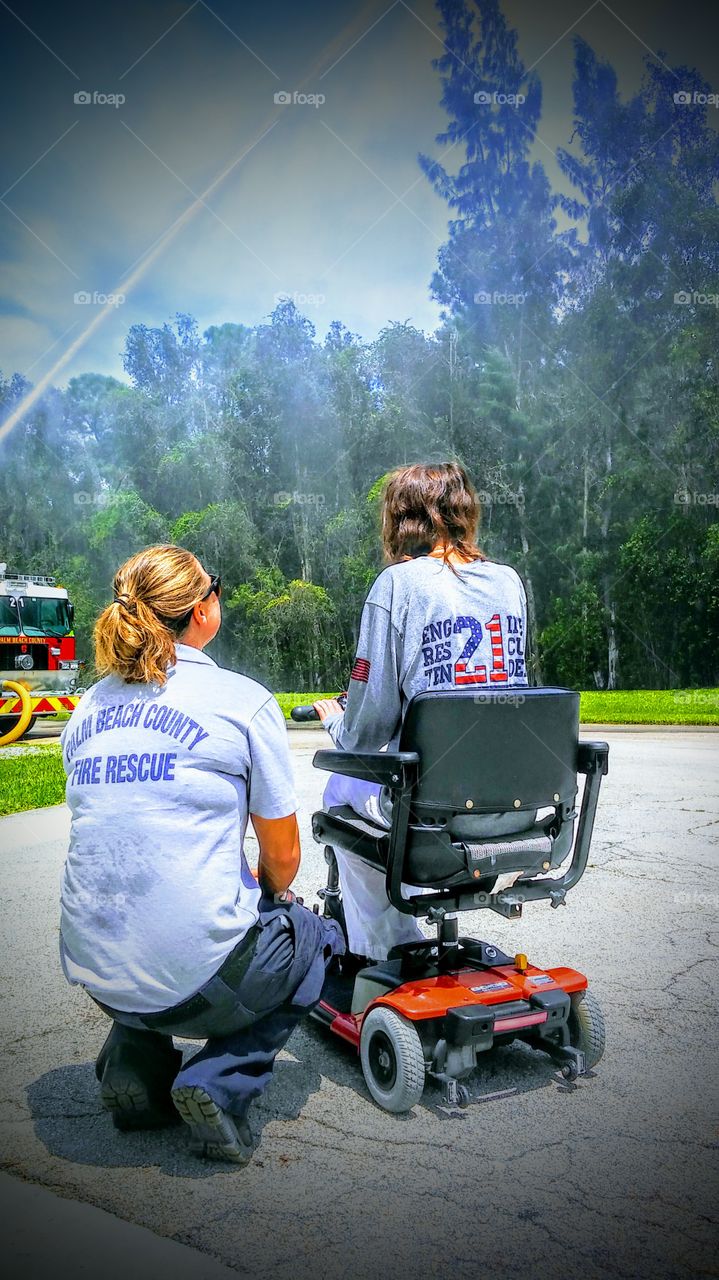 Firefighter and youngin