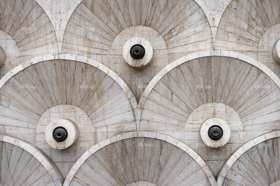 Round patterns at the Cascade stairway in Yerevan, Armenia