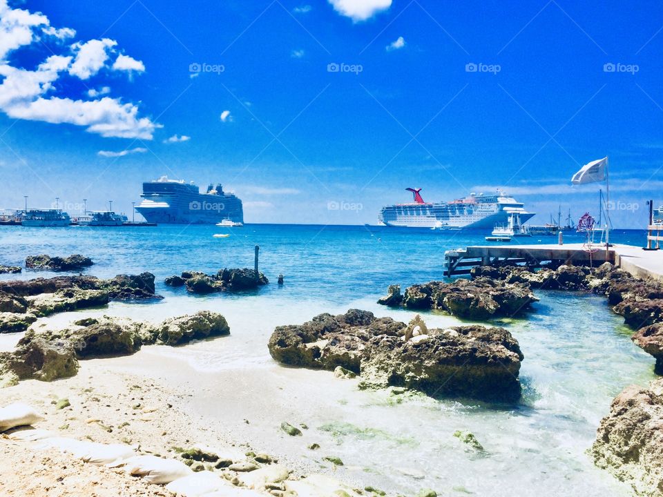 Cruise ships in the harbour in the carribean 
