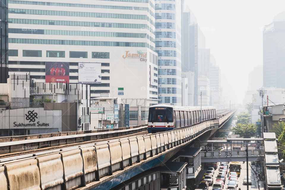 BTS Sky train arrives to station