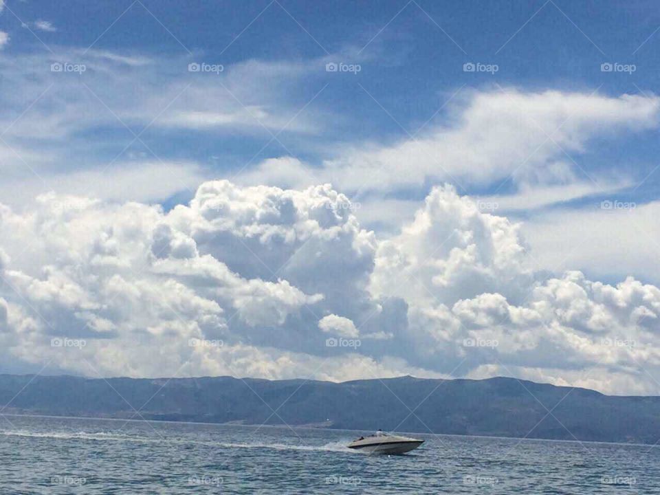Boat on a lake in Europe- Ohrid , Macedonia