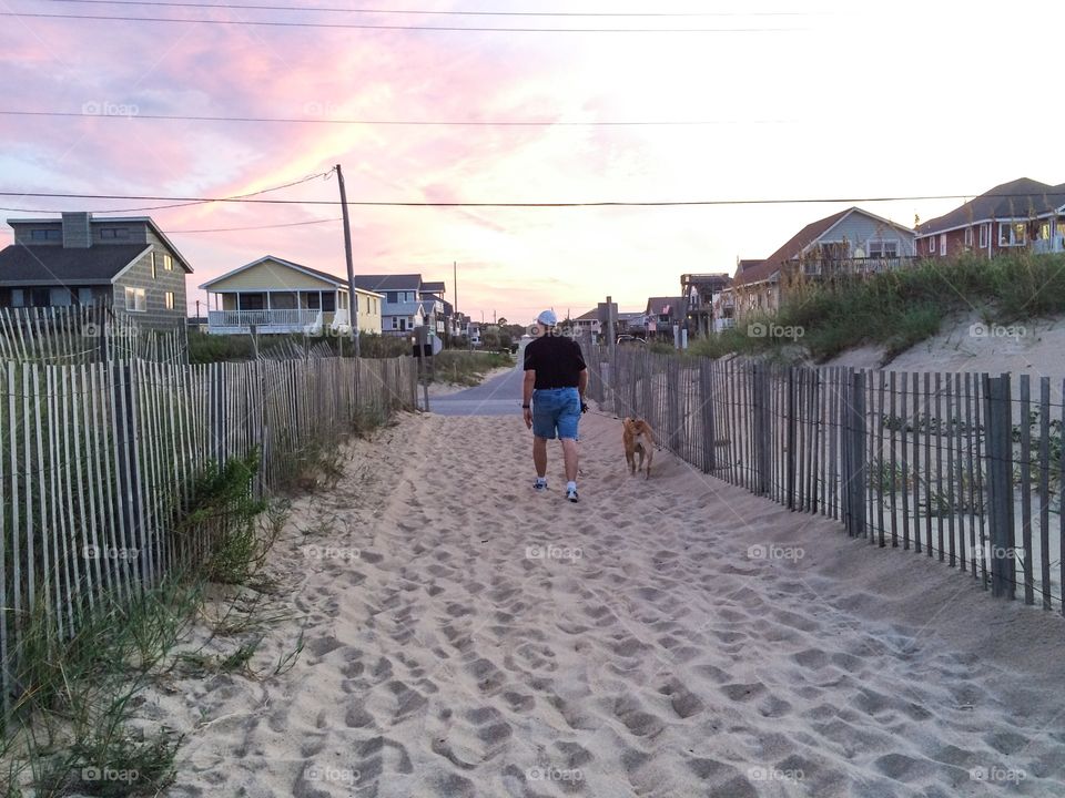 Walking home with my dog from the beach