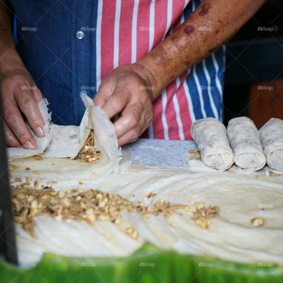 Lumpia making process