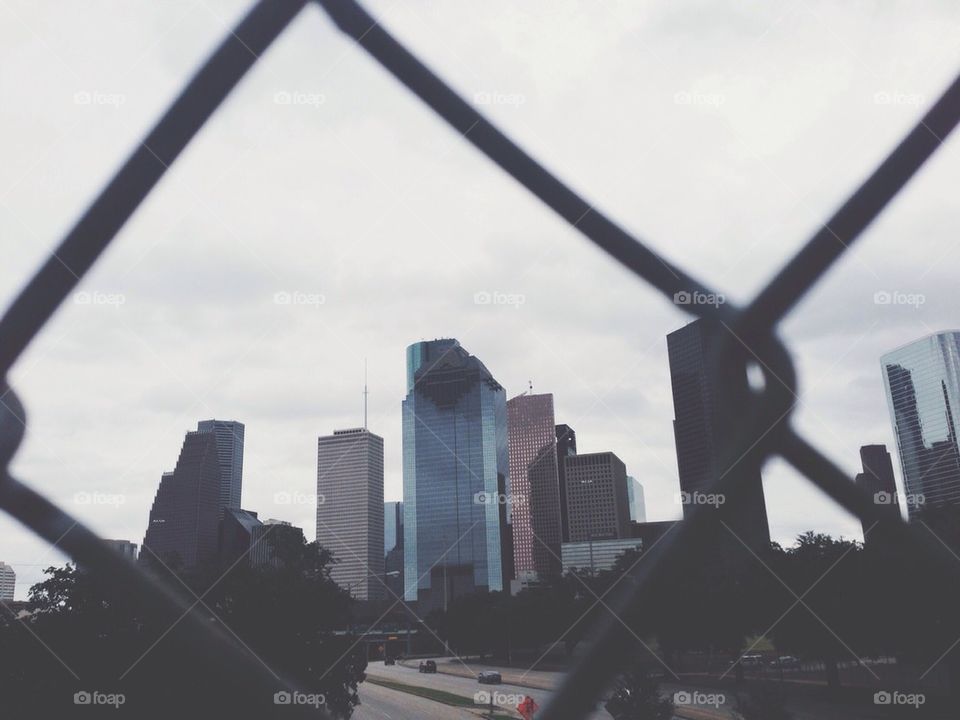 Houston skyline under fog