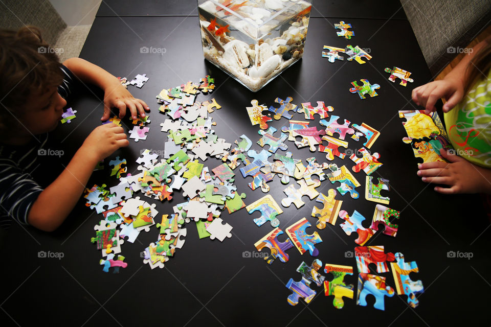 Puzzles on table