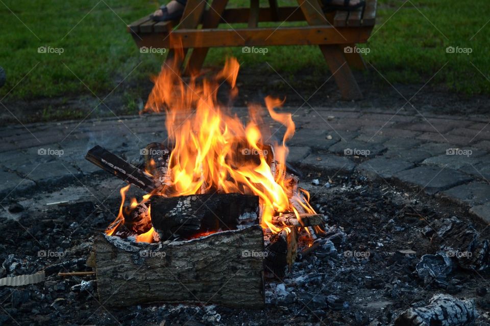 Campfire.. A campfire while camping.
