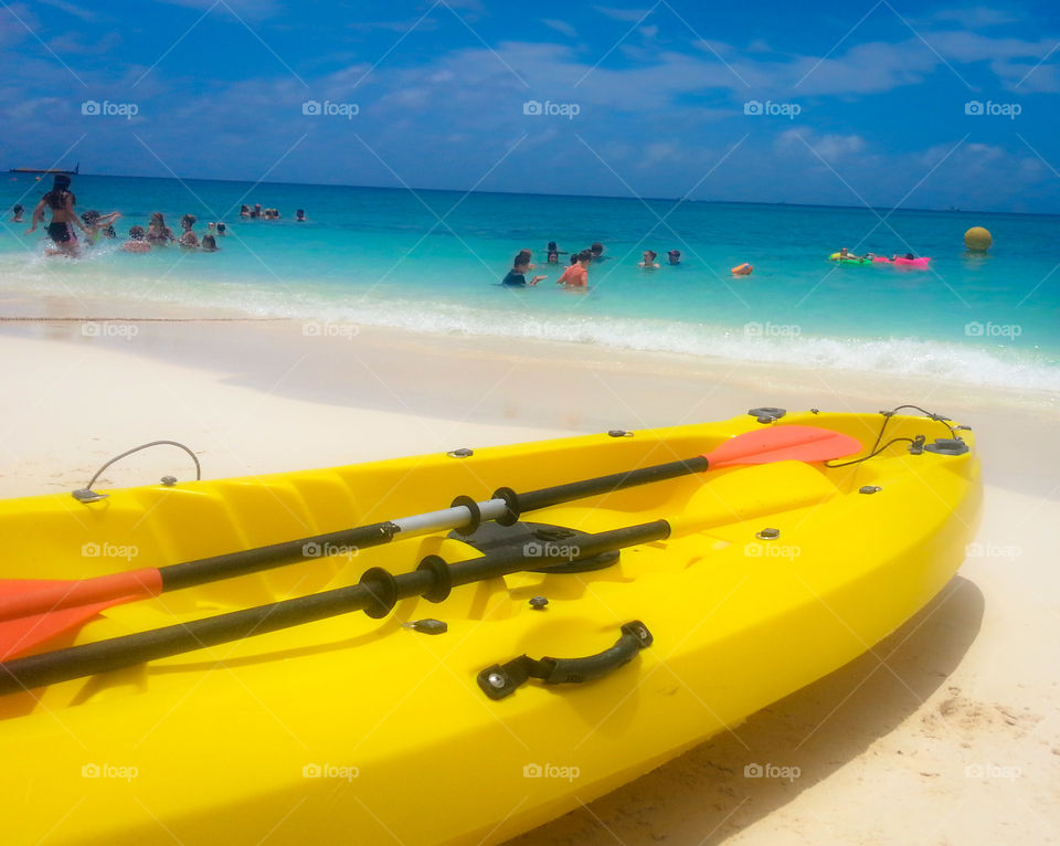 Lonely kayak on the beach