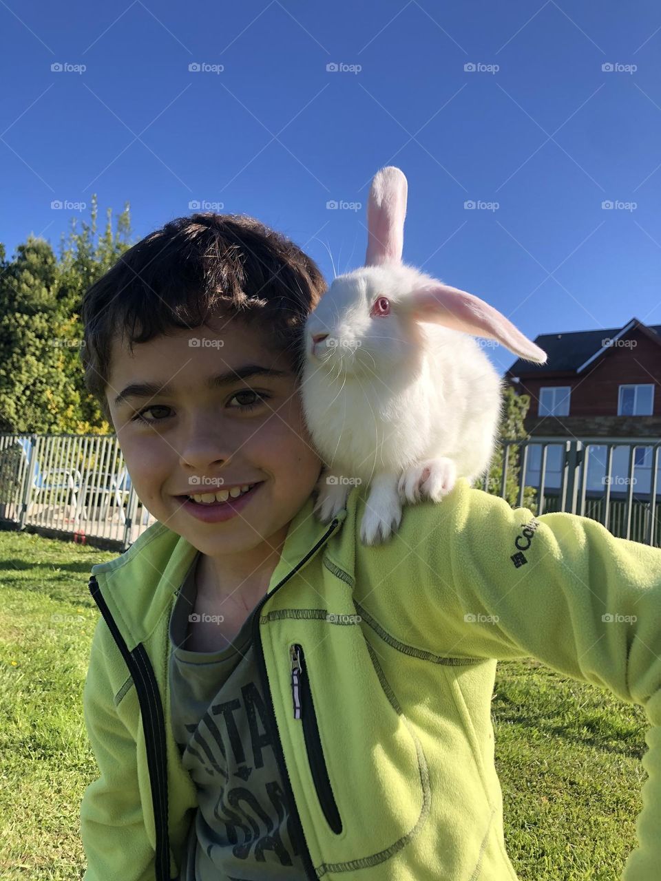 Rabbit like a bird on a kid