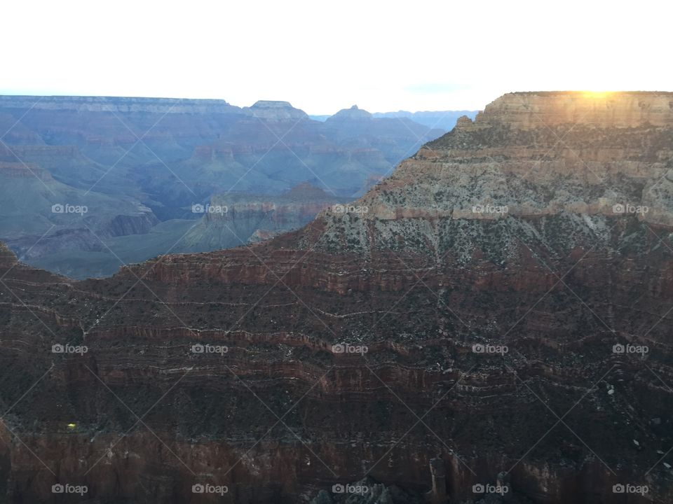 Layers of rock make up the walls of the Grand Canyon in the western US. 