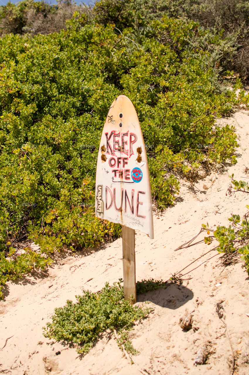 Sign on beach