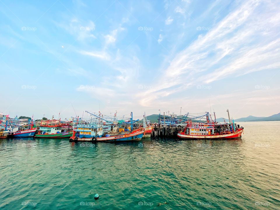 Harbor with blue sky